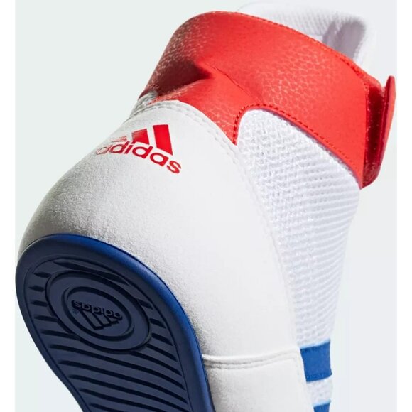 Adidas G25909 HVC Youth Kids Size 4 Wrestling Shoes White w/ Blue Stripes - Picture 4 of 10